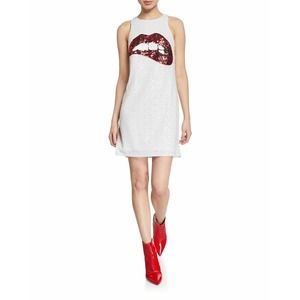 Aidan Mattox Dress Biting Lip Sequin Applique Whit